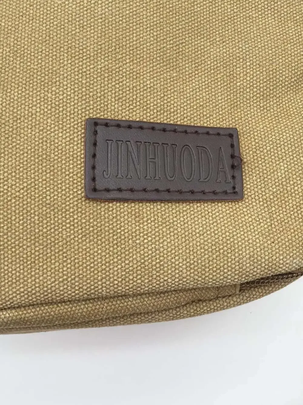 JINHUODA Khaki Canvas Multi-Pocket Small Messenger Crossbody Bag